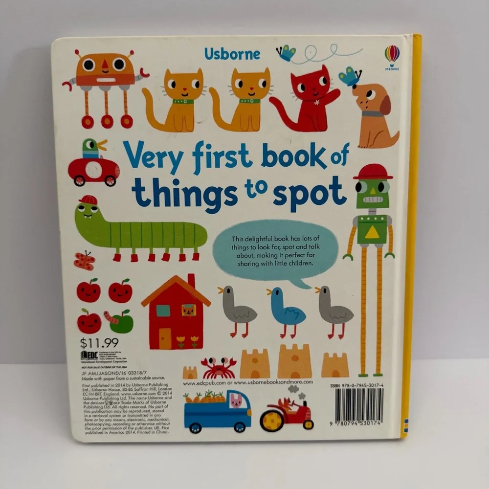 Usborne Very First Book of Things to Spot Toddler Board Book — Brans New